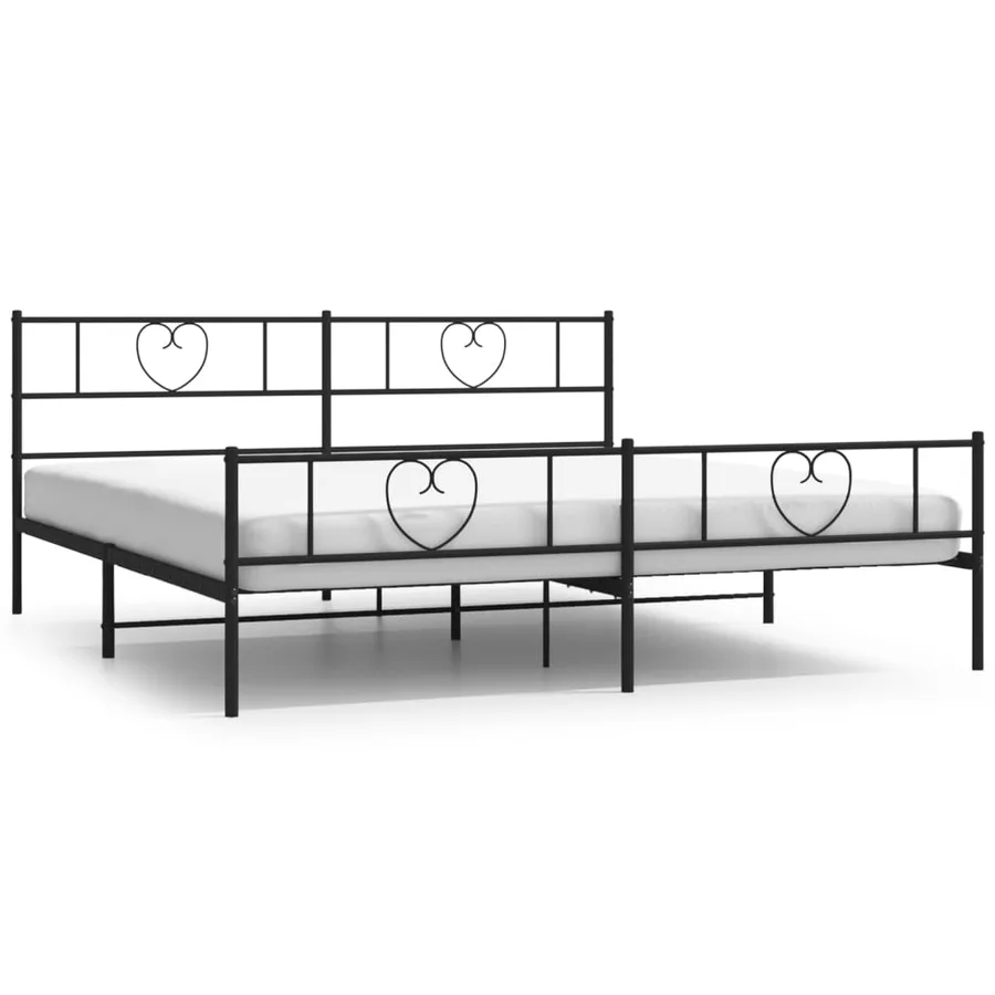 Cadre de lit métal sans matelas avec pied de lit noir 180x200cm - 2