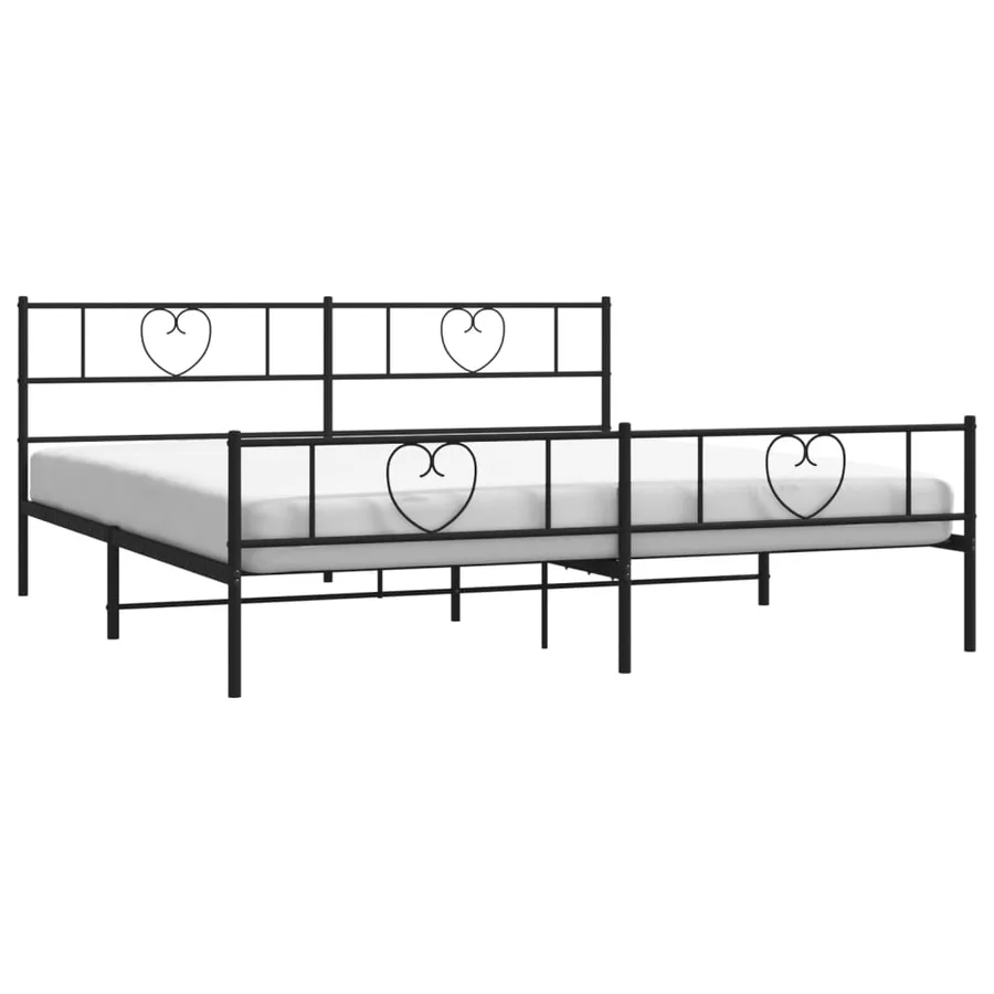 Cadre de lit métal sans matelas avec pied de lit noir 180x200cm - 3