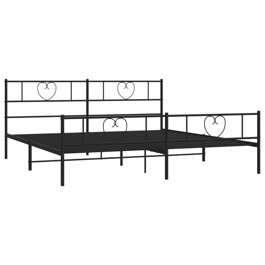 Cadre de lit métal sans matelas avec pied de lit noir 180x200cm - 4