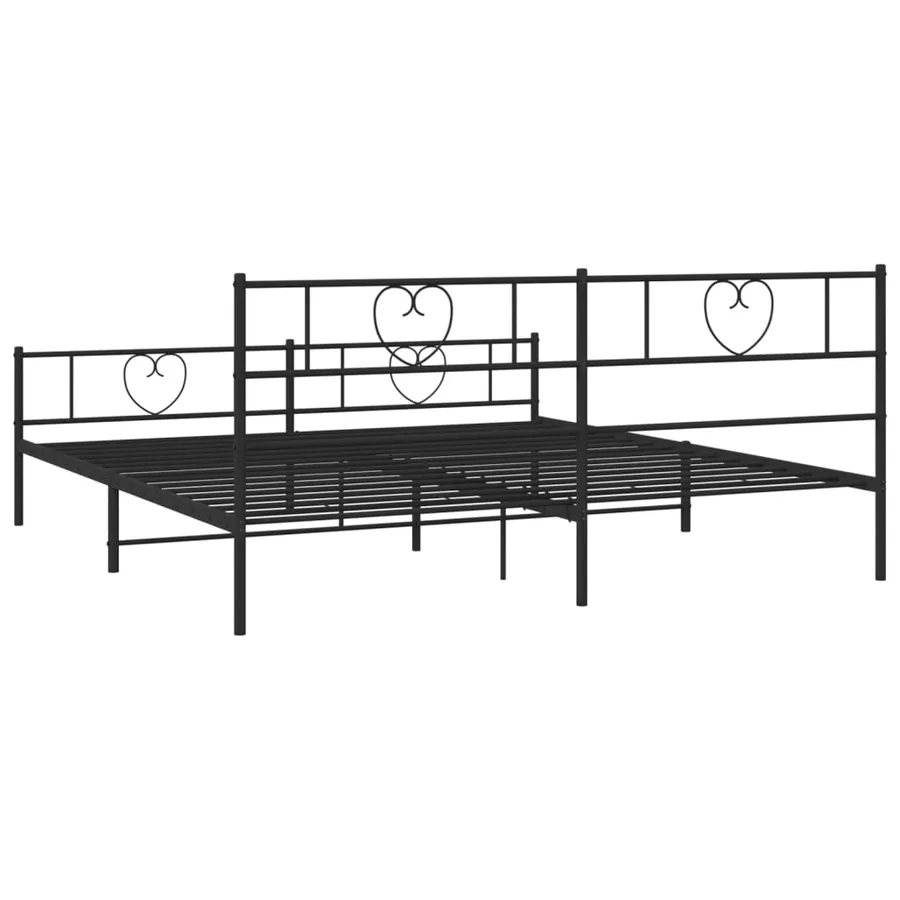 Cadre de lit métal sans matelas avec pied de lit noir 180x200cm - 7
