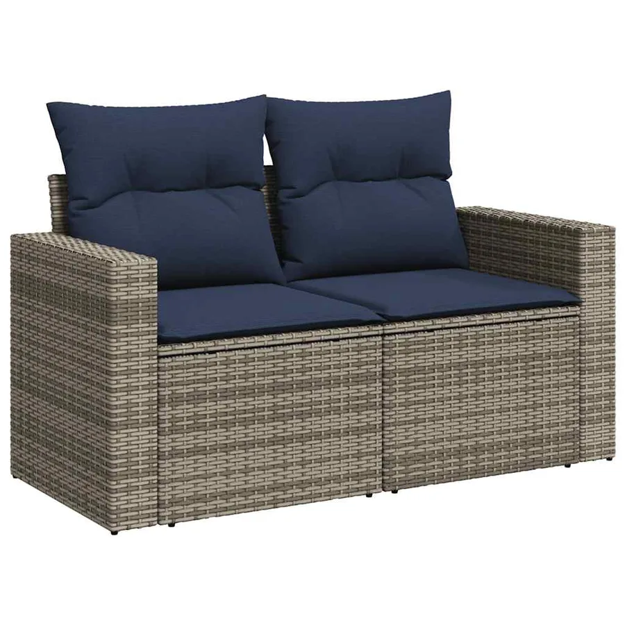 Salon de jardin 10 pcs avec coussins gris résine tressée - 5