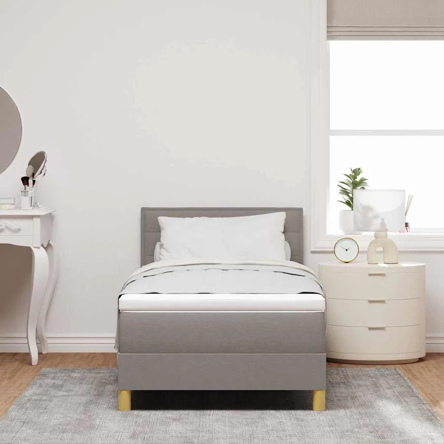 Lit à ressorts avec coussin Taupe 80 x 200 cm tissu - 3