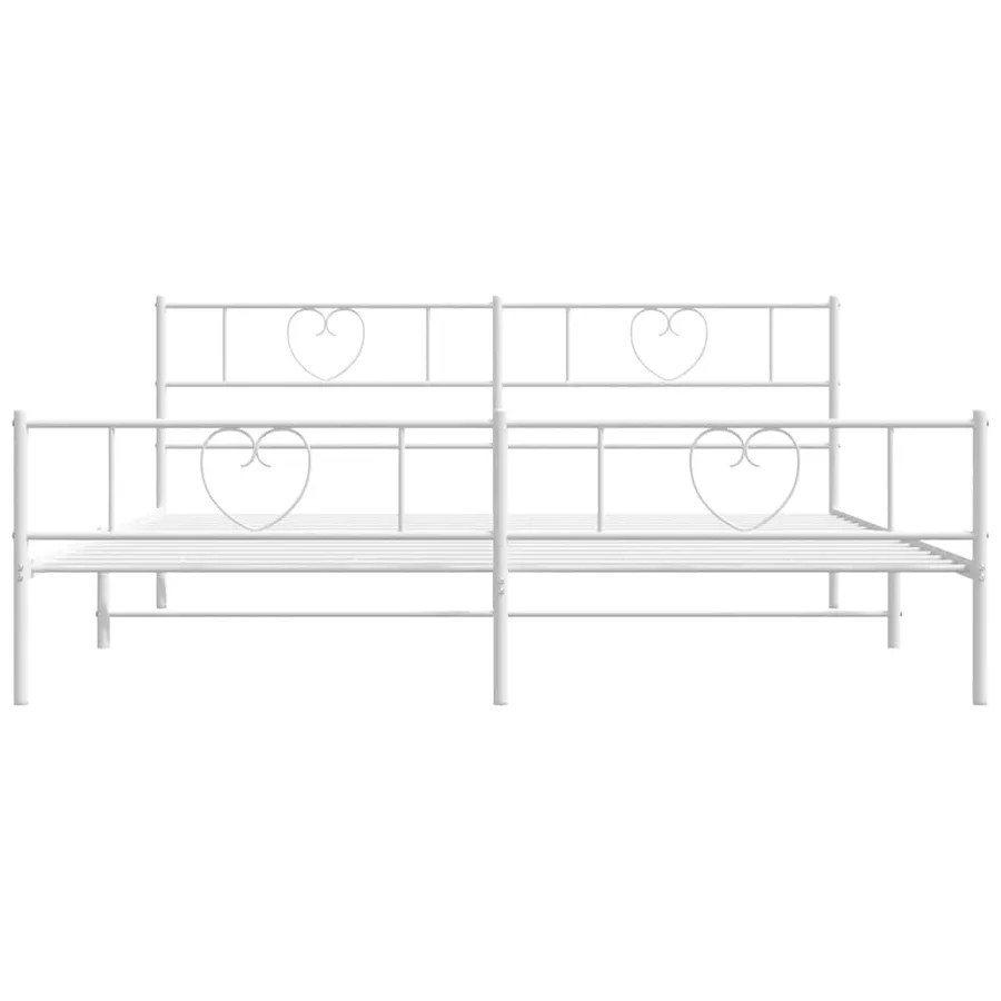 Cadre de lit métal sans matelas et pied de lit blanc 183x213 cm - 5