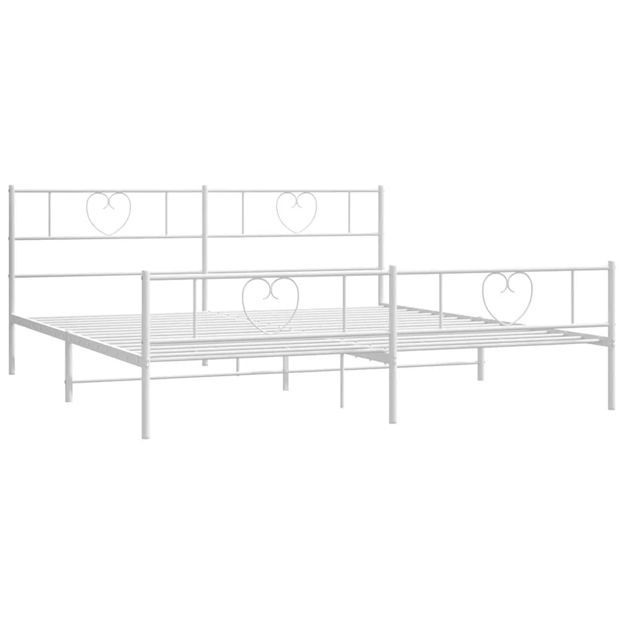 Cadre de lit métal sans matelas et pied de lit blanc 183x213 cm - 6
