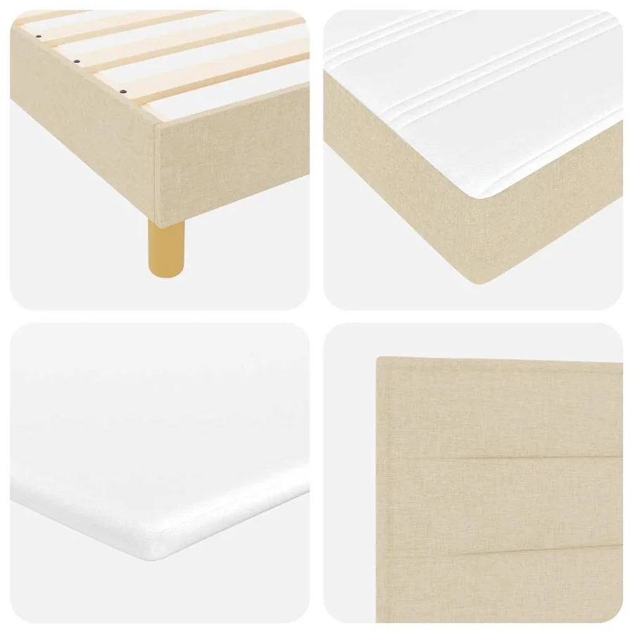 Lit à ressorts avec matelas Crème 90 x 200 cm tissu - 9