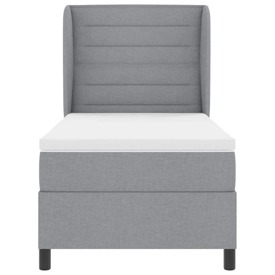 Lit à ressorts avec matelas Gris clair 90 x 190 cm tissu - 7