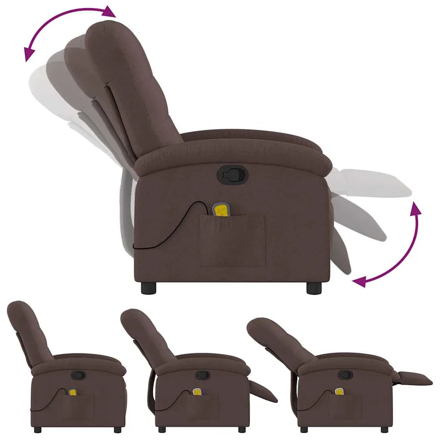 Fauteuil de massage inclinable Marron foncé Tissu - 7