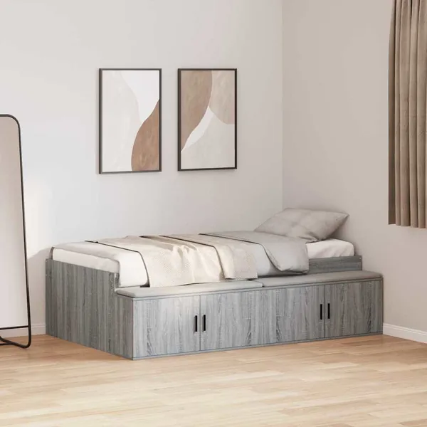 Cadre de lit Gris Sonoma 90 x 200 cm Bois d'ingénierie