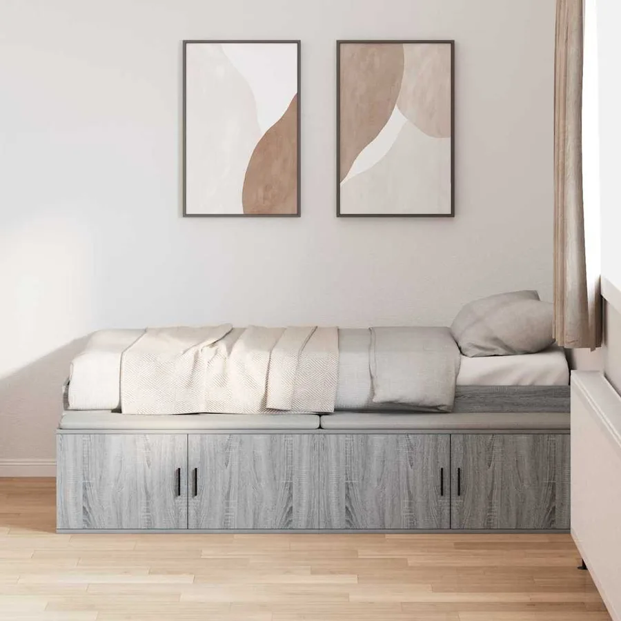 Cadre de lit Gris Sonoma 90 x 200 cm Bois d'ingénierie - 3