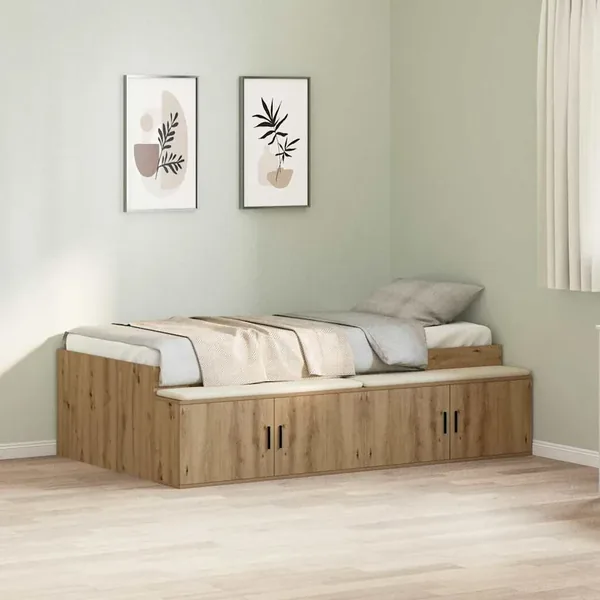 Cadre de lit Chêne artisanal 90 x 200 cm Bois d'ingénierie