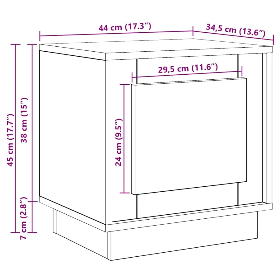 Cabinet de chevet 2 pcs Noir 44 x 34,5 x 45 cm - 16