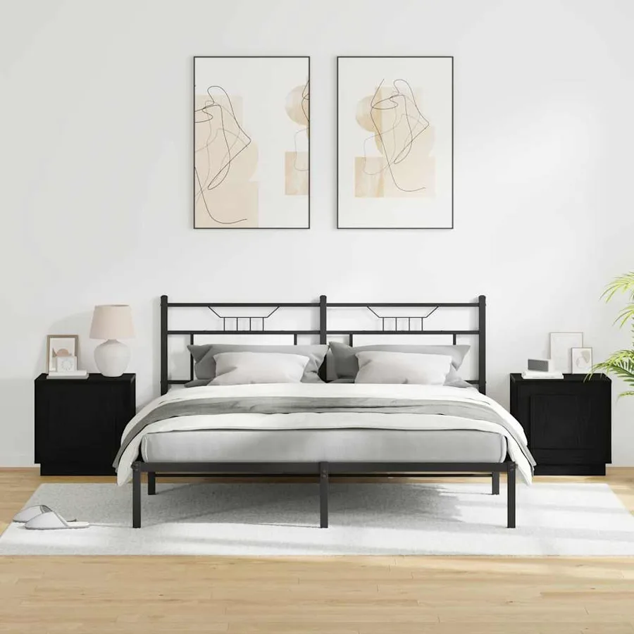 Cabinet de chevet 2 pcs Noir 44 x 34,5 x 45 cm - 4