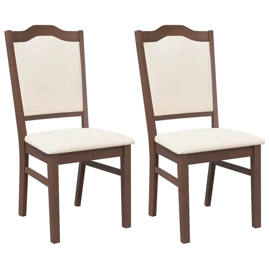 Chaises de salle à manger avec coussins (2 pcs) bois massif marron caoutchouc - 2