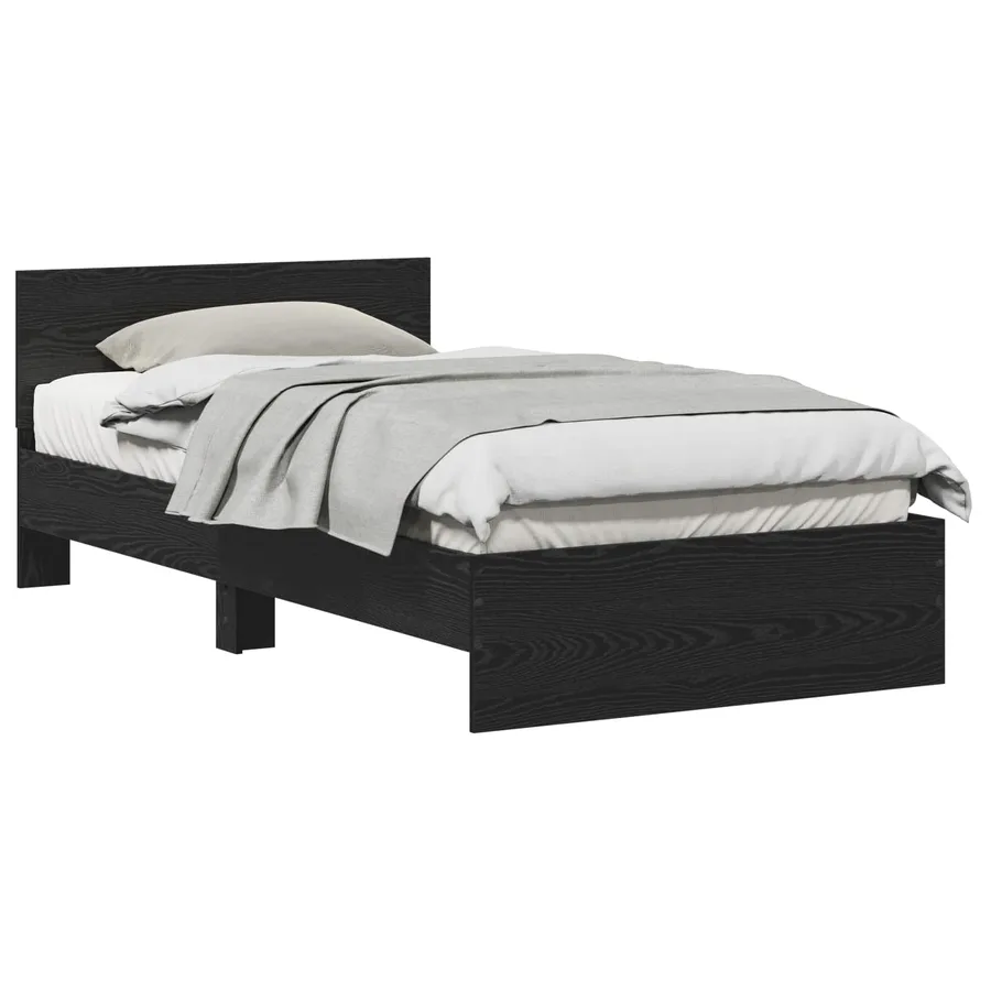 Cadre de lit Chêne noir 203 x 104 x 70 cm Bois d'ingénierie - 2