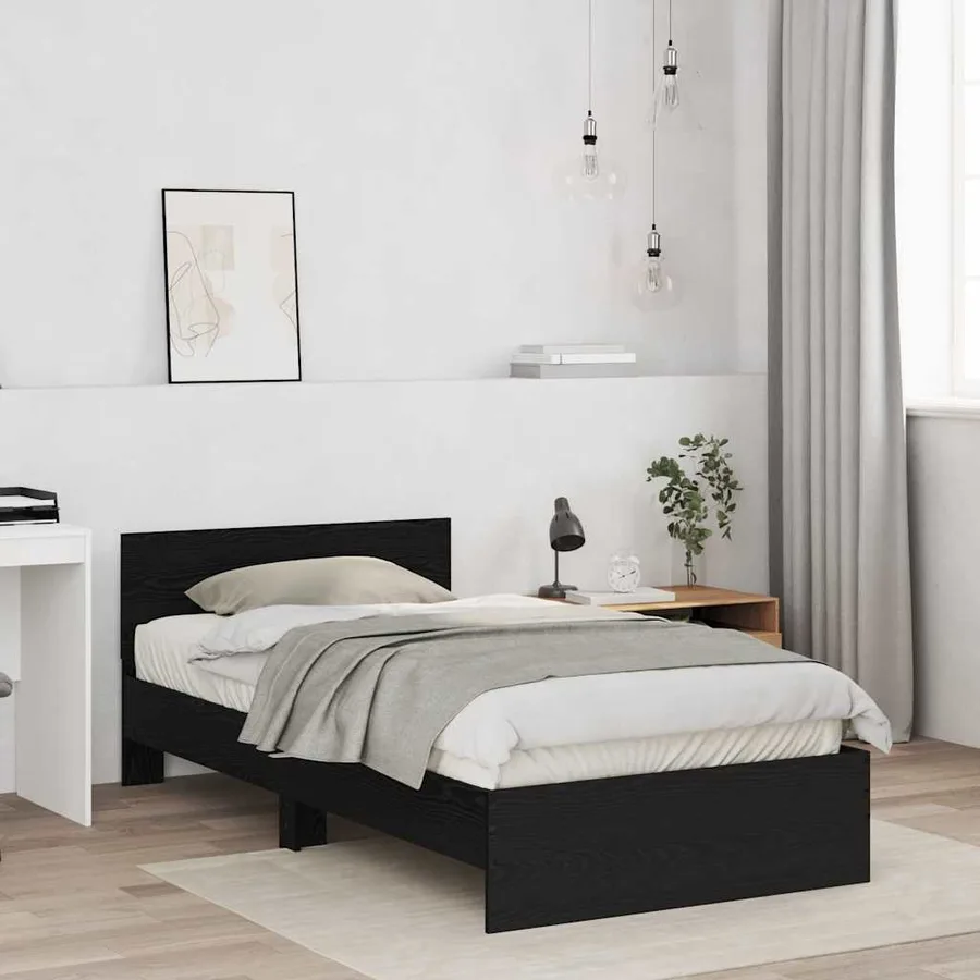 Cadre de lit Chêne noir 203 x 104 x 70 cm Bois d'ingénierie - 3