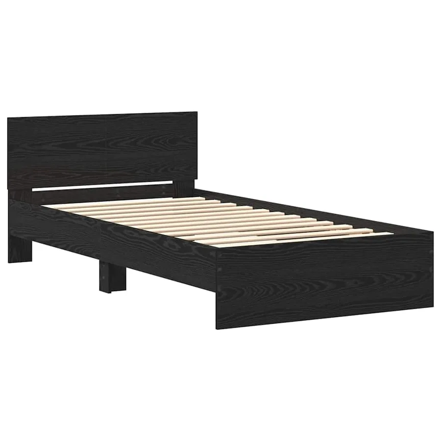 Cadre de lit Chêne noir 203 x 104 x 70 cm Bois d'ingénierie - 4