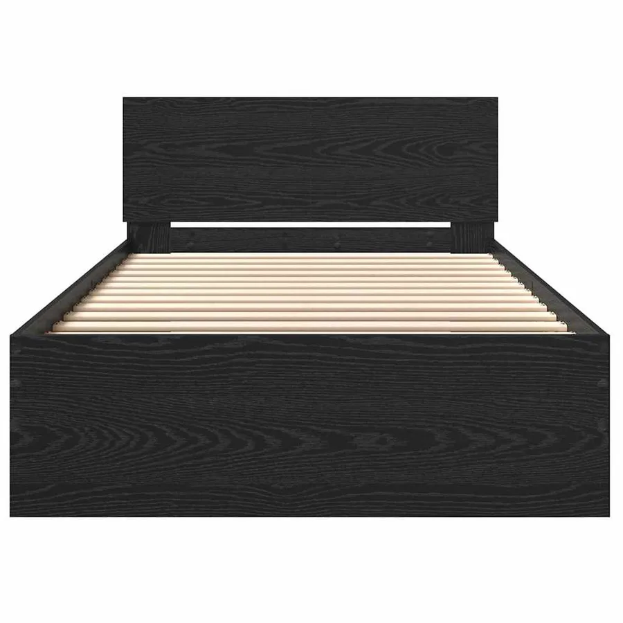 Cadre de lit Chêne noir 203 x 104 x 70 cm Bois d'ingénierie - 5