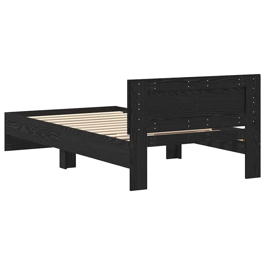 Cadre de lit Chêne noir 203 x 104 x 70 cm Bois d'ingénierie - 7