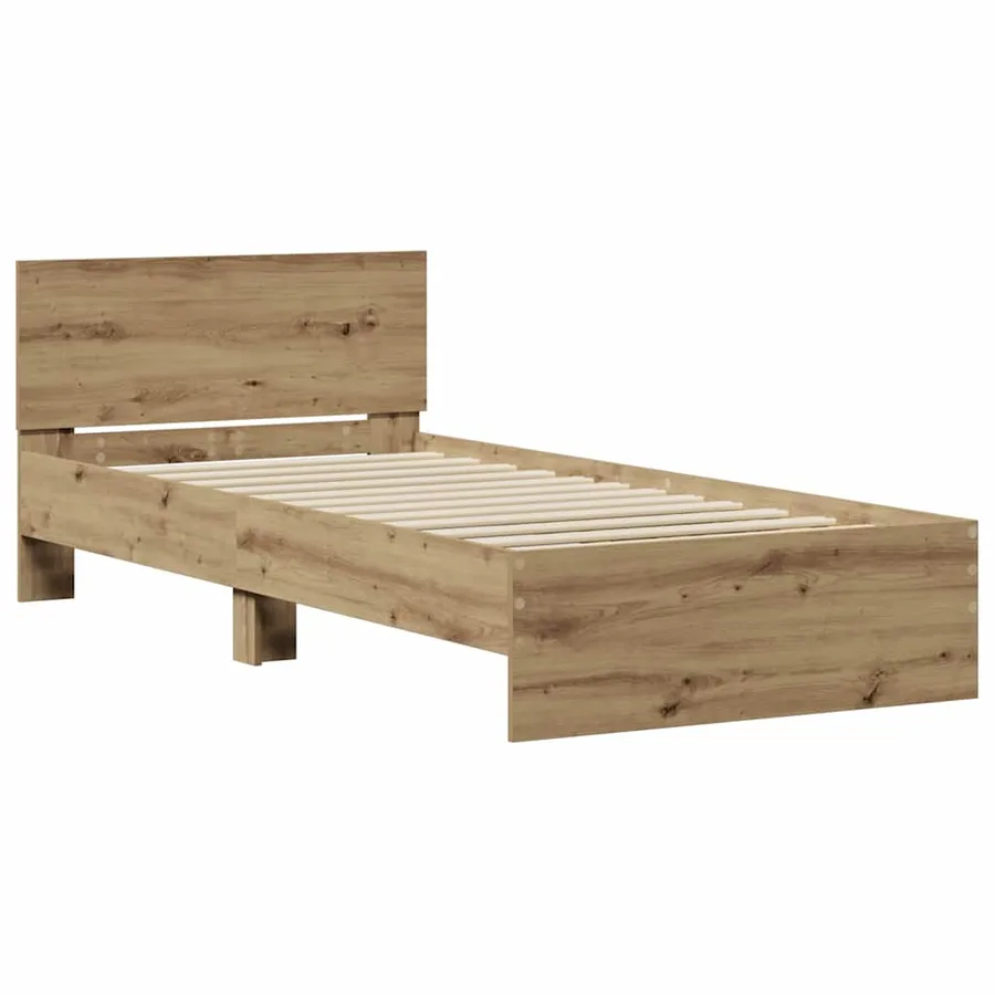 Cadre de lit Chêne artisanal 90 x 190 cm Bois d'ingénierie - 4