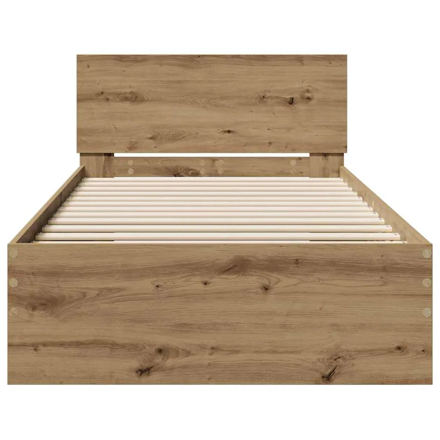 Cadre de lit Chêne artisanal 90 x 190 cm Bois d'ingénierie - 5