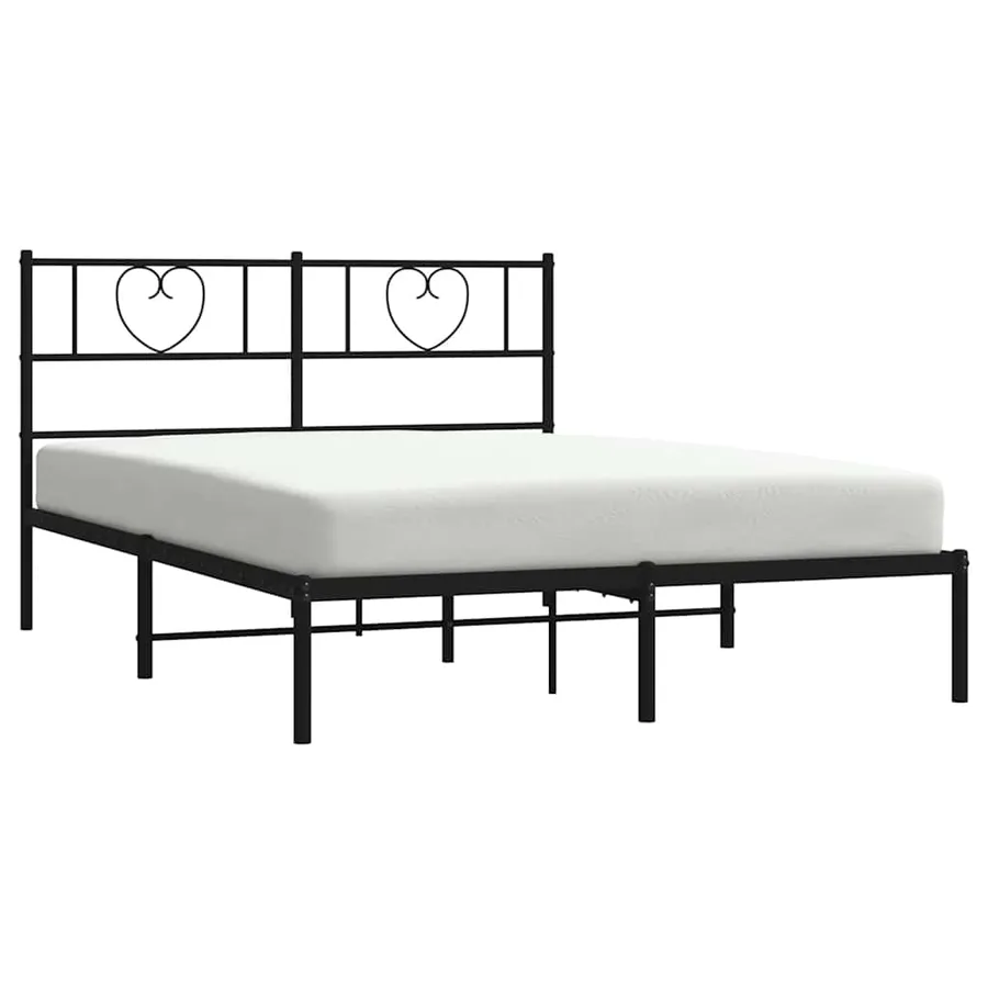 Cadre de lit métal sans matelas et tête de lit noir 160x200 cm - 3
