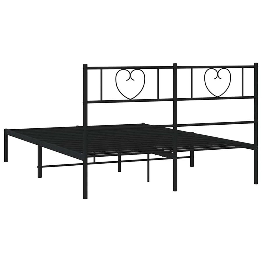Cadre de lit métal sans matelas et tête de lit noir 160x200 cm - 7