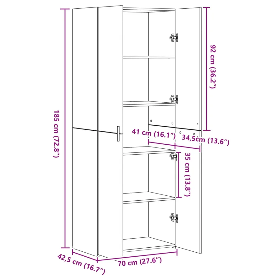 Haut Armoire Chêne artisanal 70 x 42,5 x 185 cm - 11