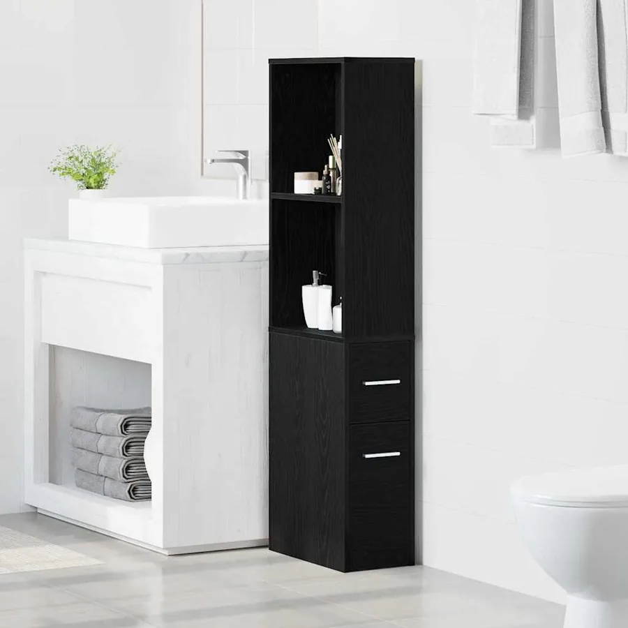 Ensemble de mobilier de salle de bain Montage mural Chêne noir