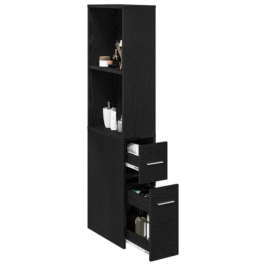 Ensemble de mobilier de salle de bain Montage mural Chêne noir - 3