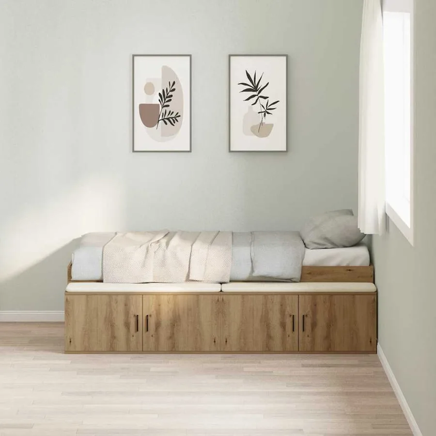 Cadre de lit Chêne artisanal 80 x 200 cm Bois d'ingénierie - 3