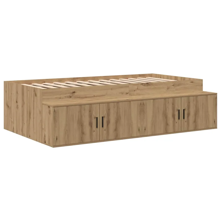 Cadre de lit avec rangement avec étagère Chêne artisanal 80 cm - 6