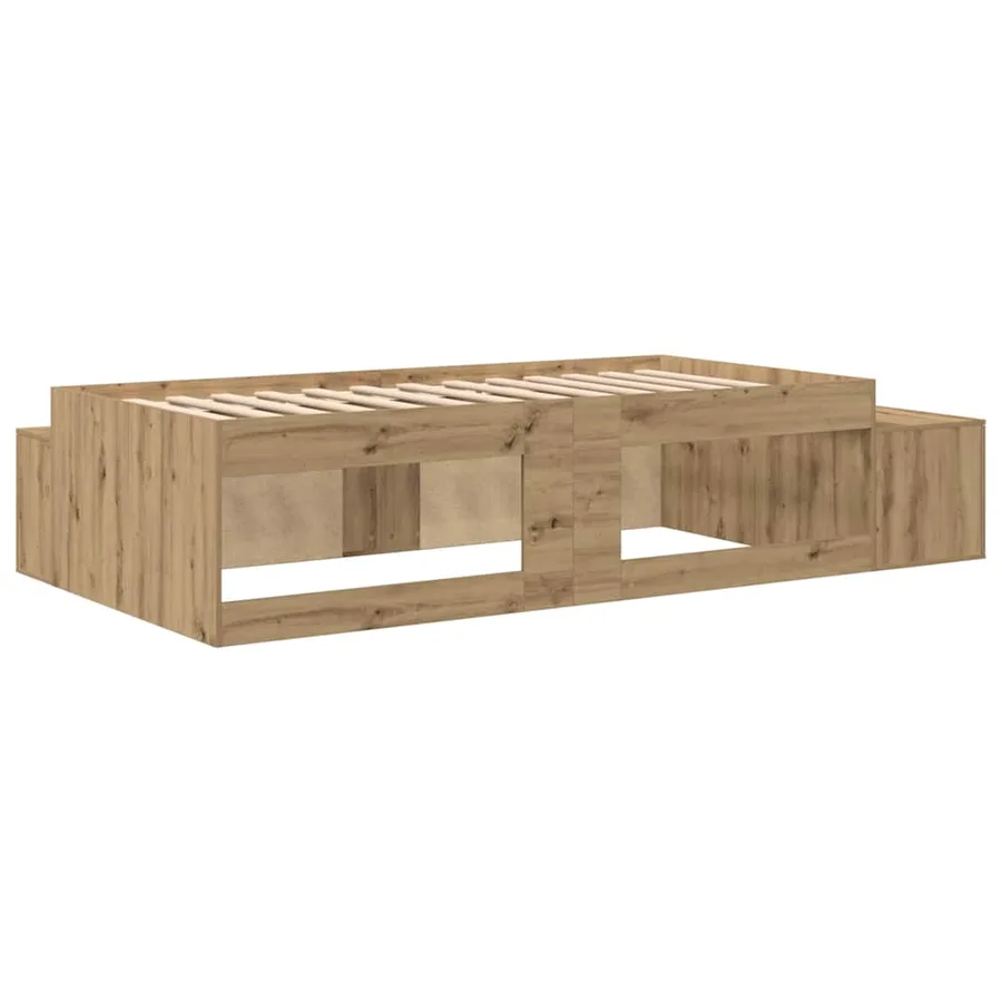 Cadre de lit avec rangement avec étagère Chêne artisanal 80 cm - 9
