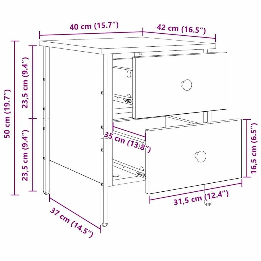 Cabinet de Chevet chêne artisanal 40 x 42 x 50 cm - 12
