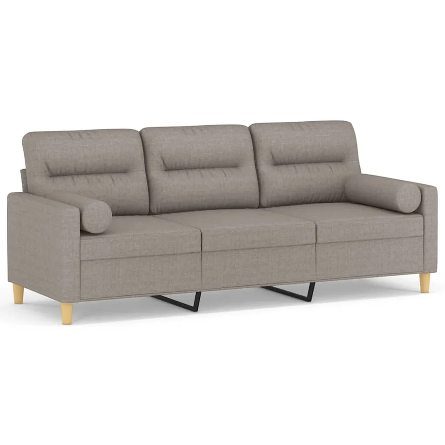 Canapé 3 places avec oreillers décoratifs taupe 180 cm tissu - 2
