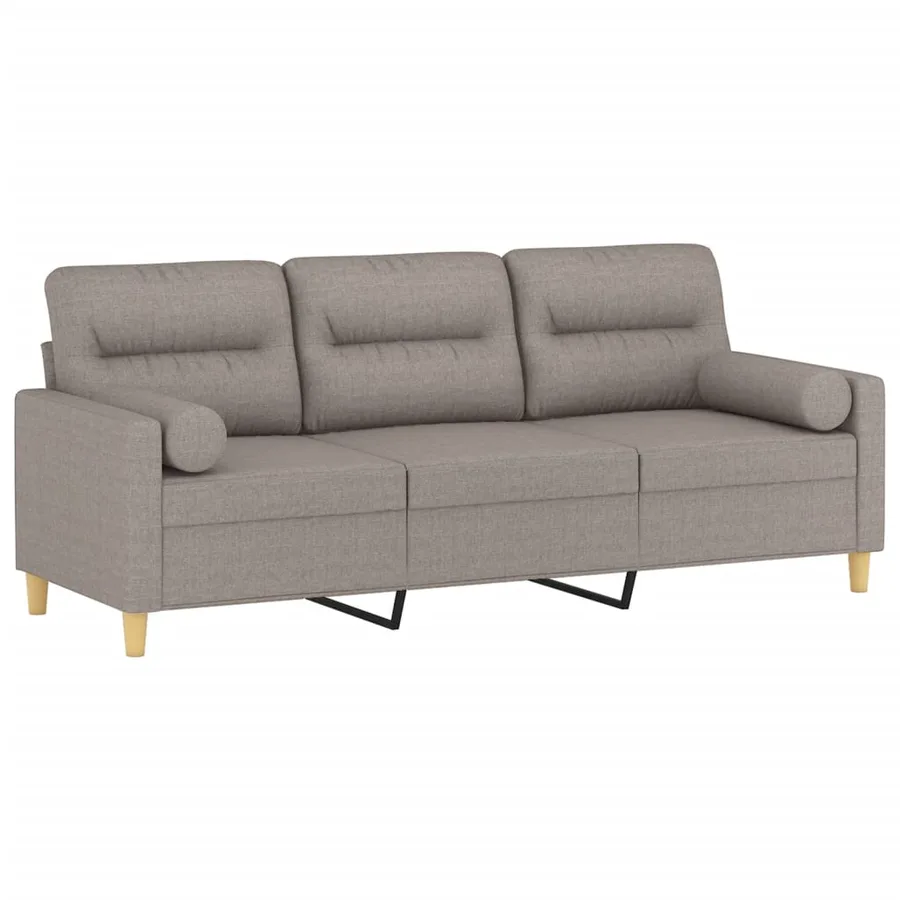 Canapé 3 places avec oreillers décoratifs taupe 180 cm tissu - 3
