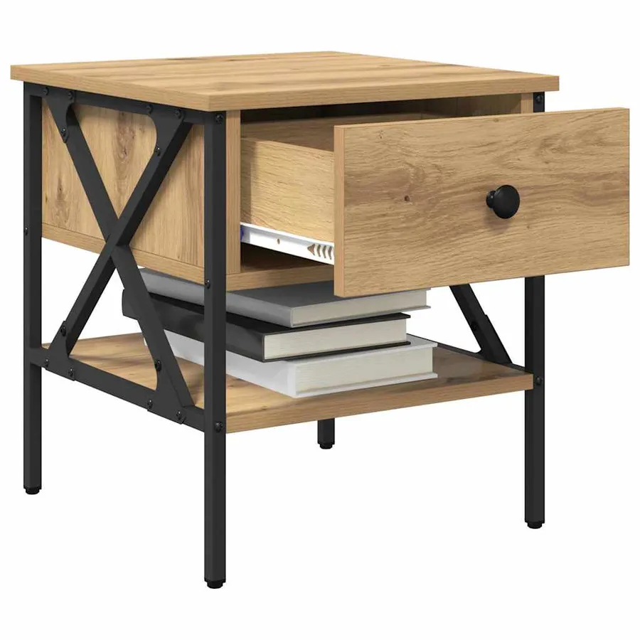 Table de chevet chêne artisanal 40 x 42 x 45 cm - 3