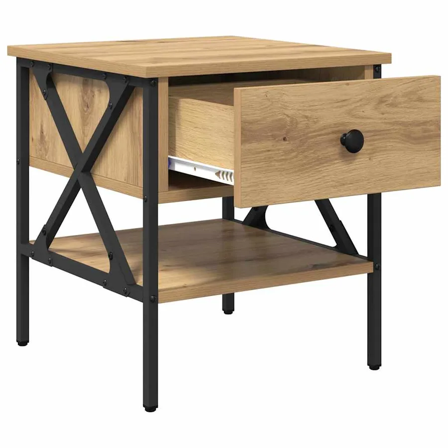 Table de chevet chêne artisanal 40 x 42 x 45 cm - 5