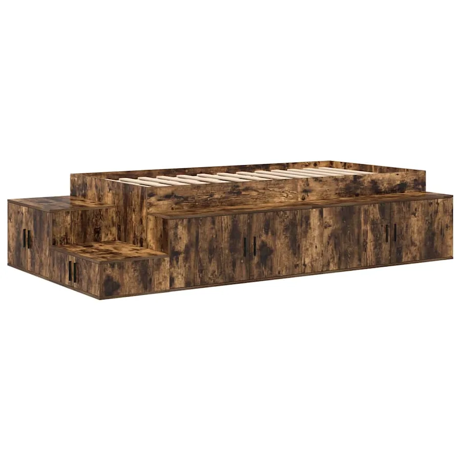 Cadre de lit avec rangement Chêne fumé 80 cm Bois d'ingénierie - 2