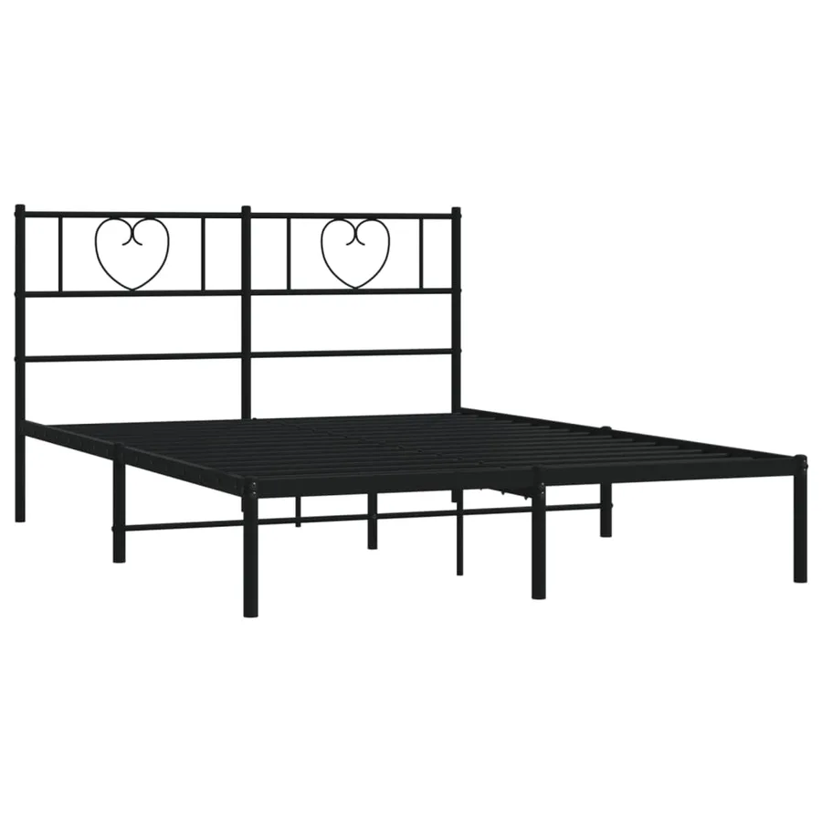 Cadre de lit métal sans matelas avec tête de lit noir 140x200cm - 4