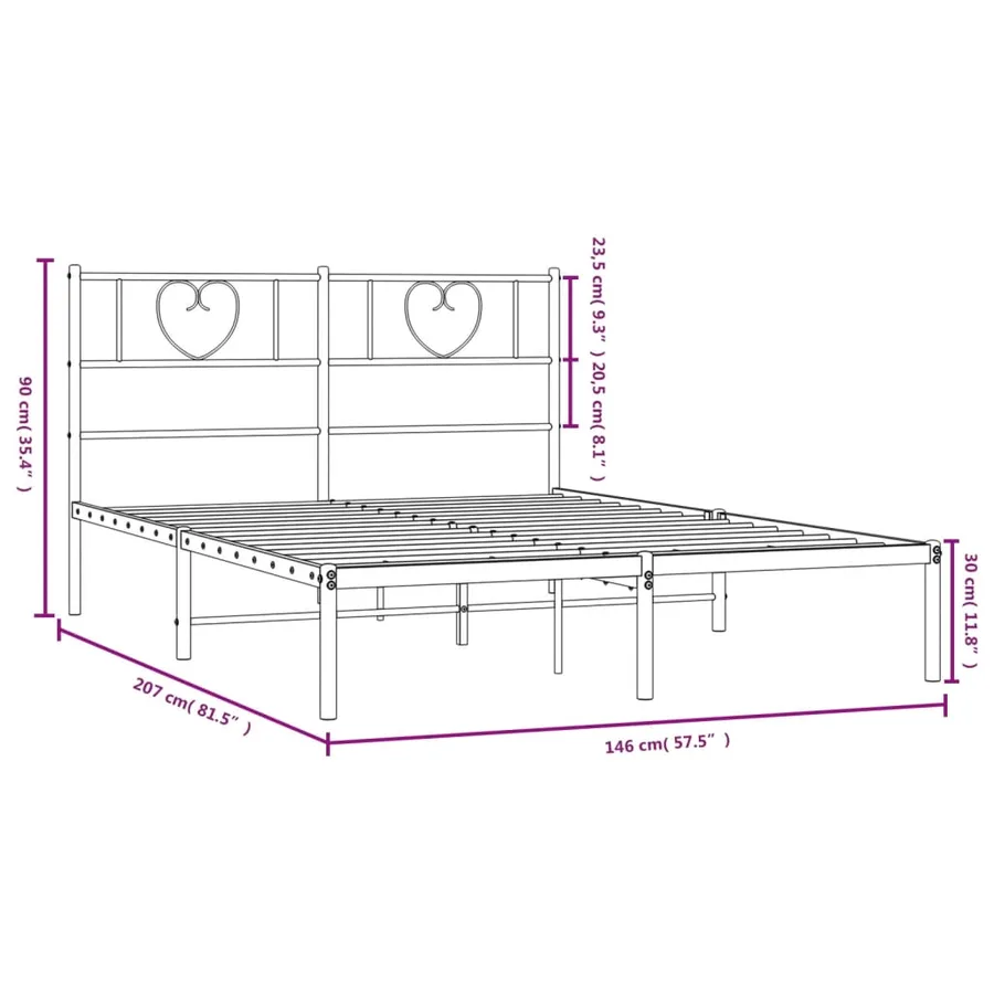 Cadre de lit métal sans matelas avec tête de lit noir 140x200cm - 9