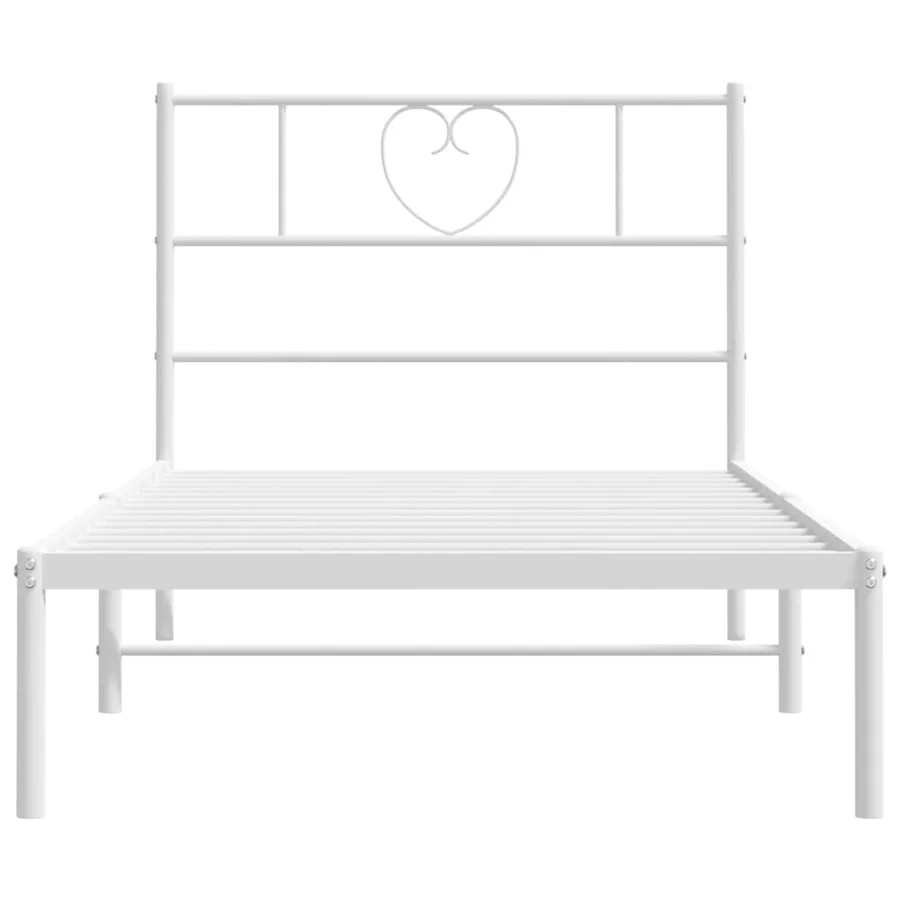 Cadre de lit métal sans matelas avec tête de lit blanc 75x190cm - 4