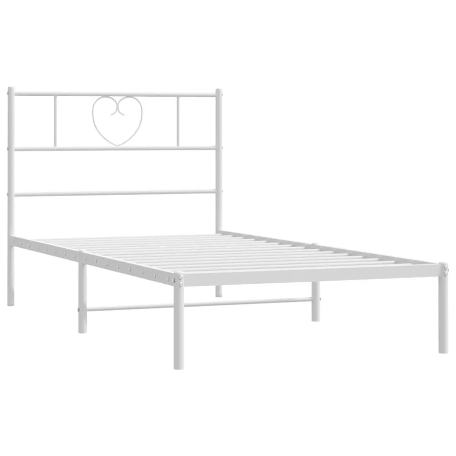 Cadre de lit métal sans matelas avec tête de lit blanc 75x190cm - 5