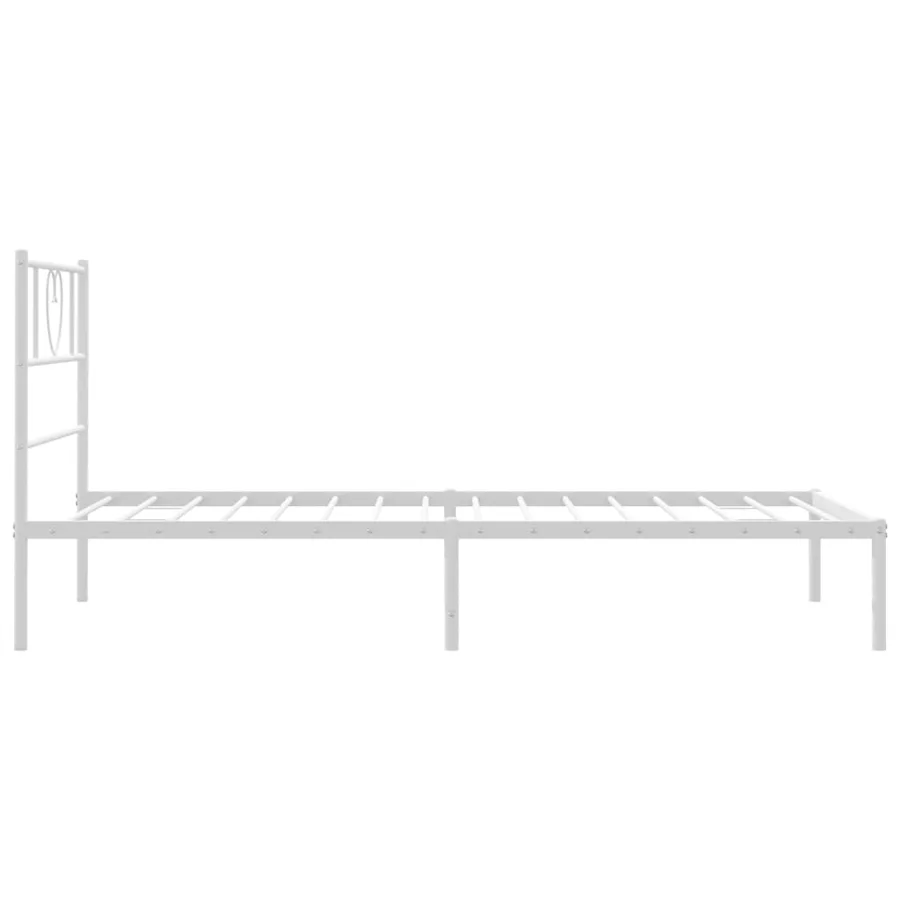 Cadre de lit métal sans matelas avec tête de lit blanc 75x190cm - 6