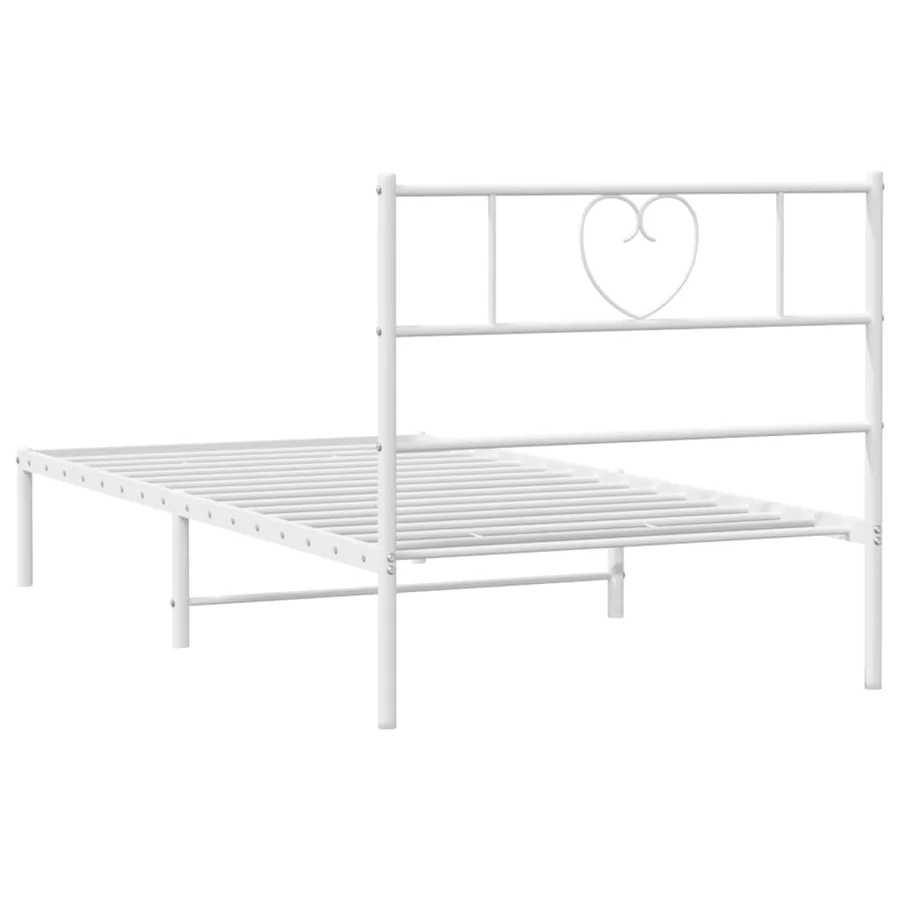 Cadre de lit métal sans matelas avec tête de lit blanc 75x190cm - 7