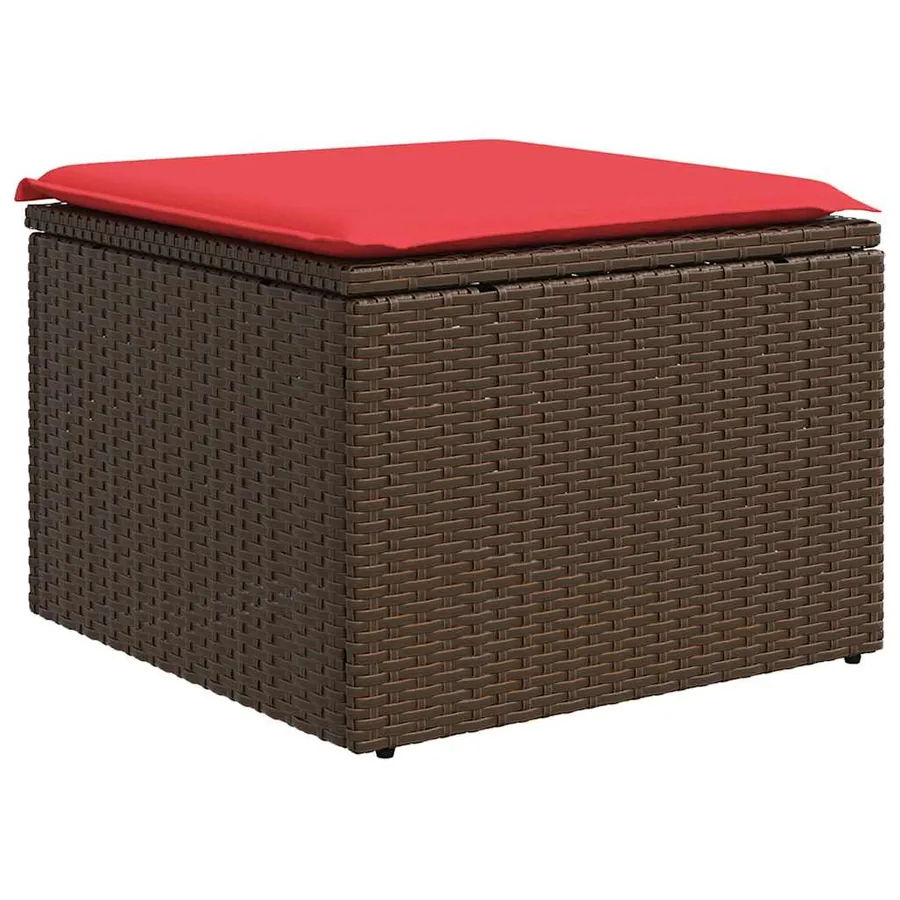 Ensemble de canapé de jardin 9 pcs avec coussins marron résine tressée - 7