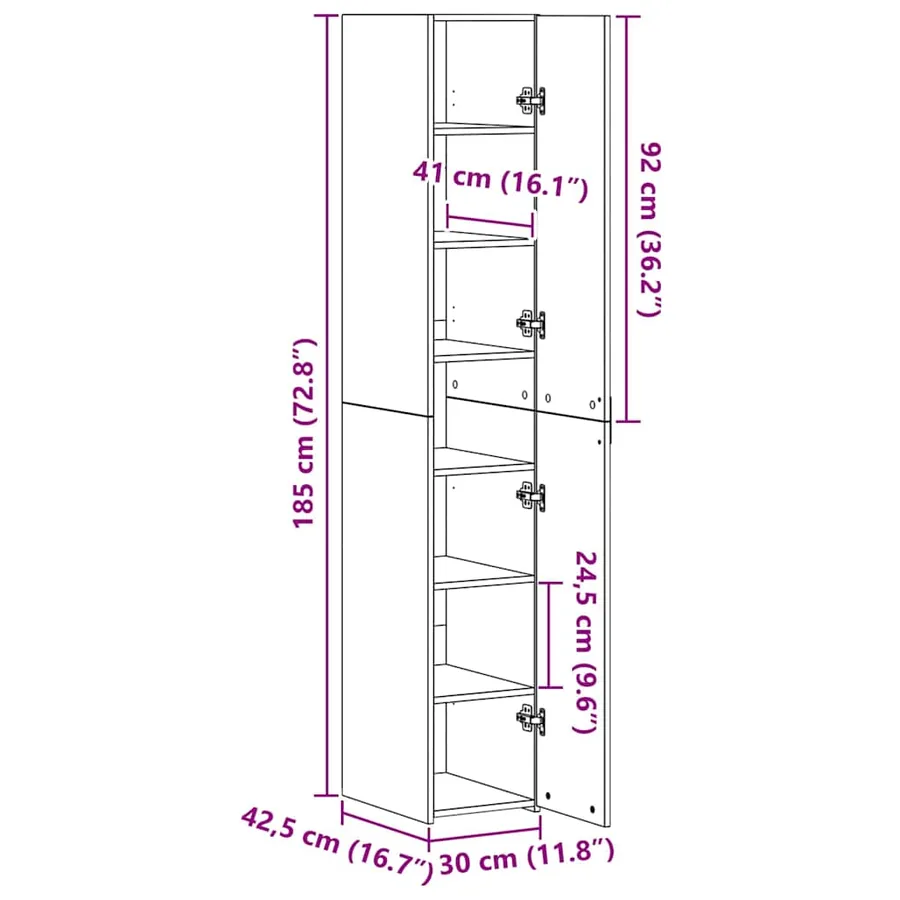 Haut Armoire Chêne artisanal 30 x 42,5 x 185 cm - 14