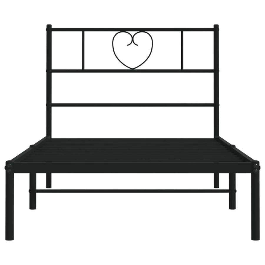 Cadre de lit métal sans matelas avec tête de lit noir 75x190 cm - 5