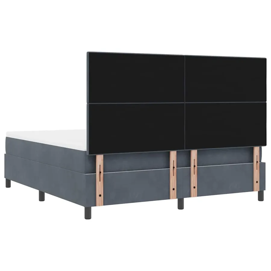 Lit à ressort LED Gris foncé 180 x 200 cm Velours - 10