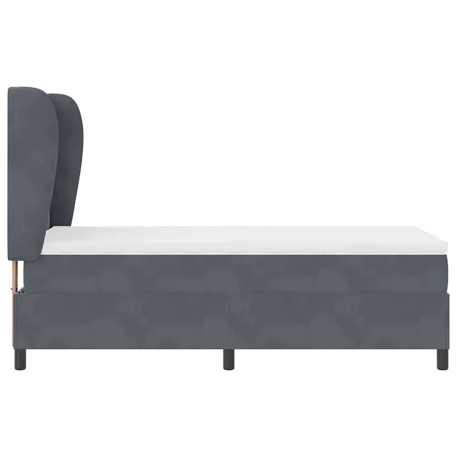 Lit à ressorts avec tête de lit Gris foncé 200 x 100 cm Velours - 7
