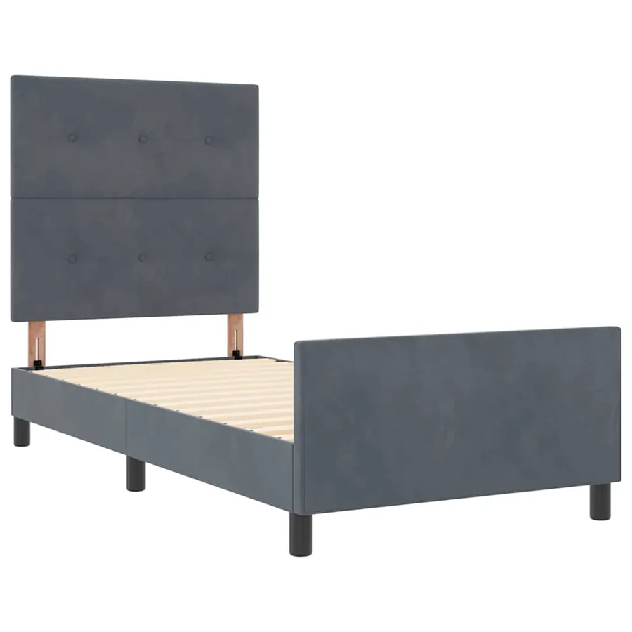 Lit à ressorts avec tête de lit Gris foncé 90 x 190 cm Velours - 5